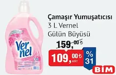 VERNEL GÜLÜN BÜYÜSÜ ÇAMAŞIR YUMUŞATICISI 3 L fiyat ve kampanya bilgisi